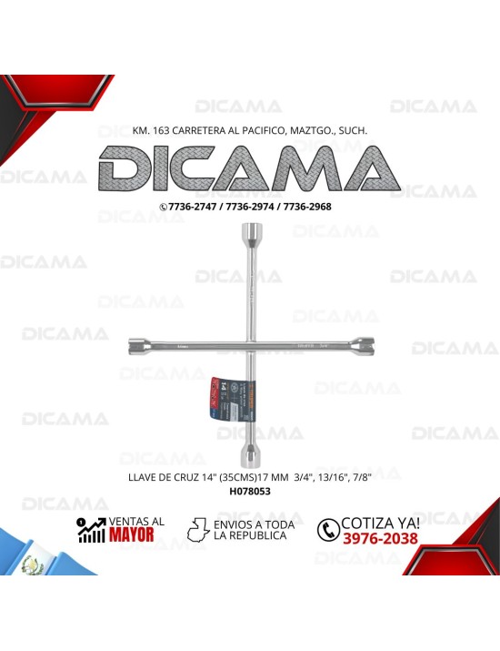 LLAVE DE CHUCHOS DE CRUZ 14" (35CMS)17 MM  3/4", 13/16", 7/8"