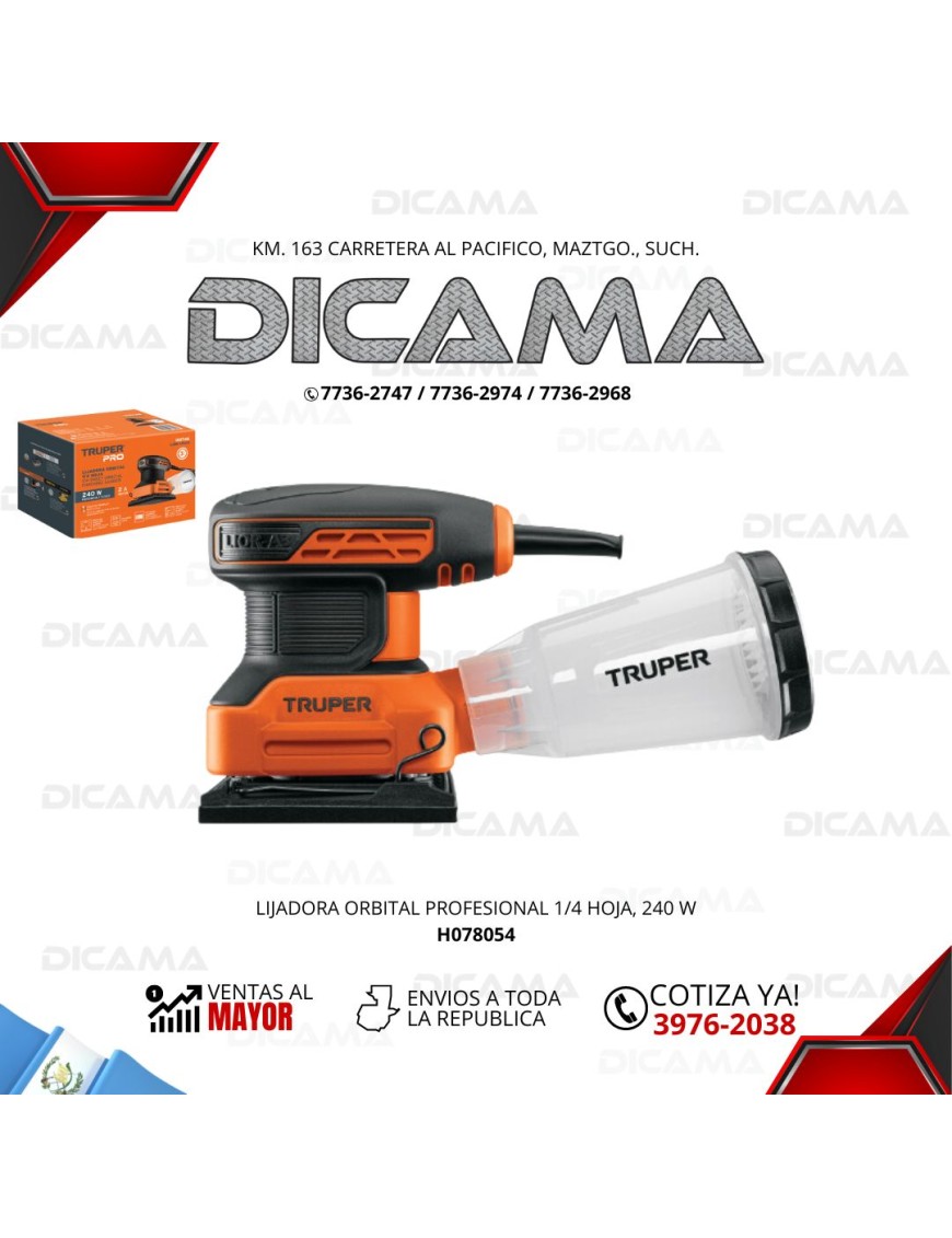 LIJADORA ORBITAL PROFESIONAL 1/4 HOJA, 240 W TRUPER 102746