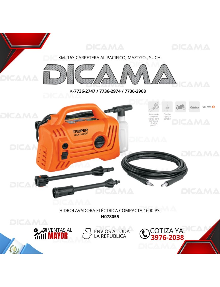 HIDROLAVADORA ELECTRICA 1600 PSI COMPACTA