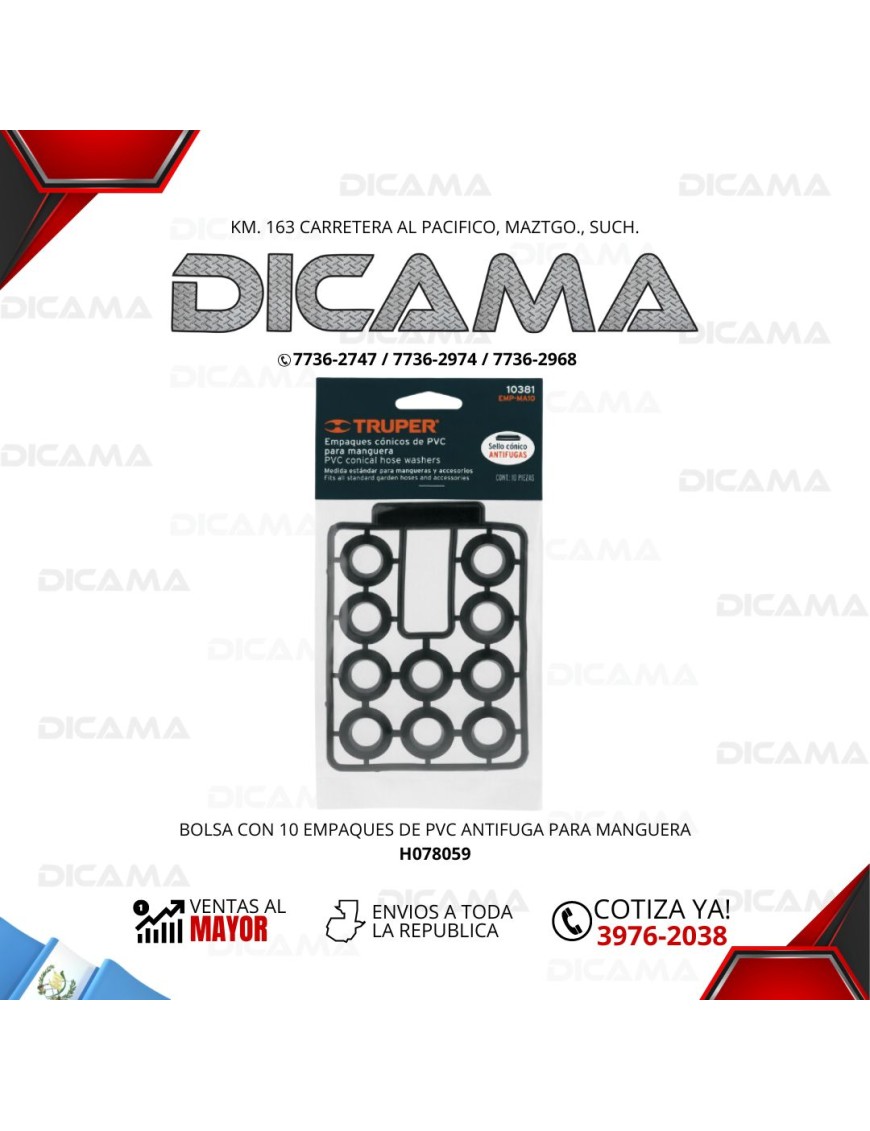 BOLSA EMPAQUES HULE PARA MANGUERA  DE PVC ANTIFUGA
