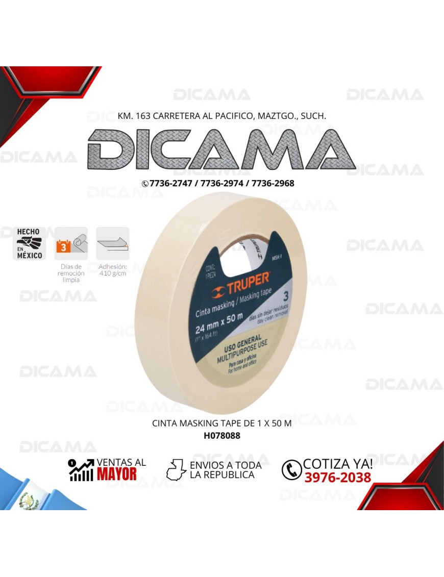 CINTA MASKING TAPE DE 1 X 50 M