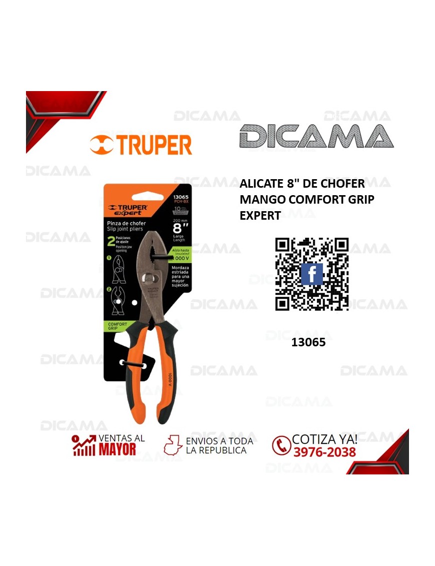 ALICATE 8" DE CHOFER MANGO COMFORT GRIP EXPERT