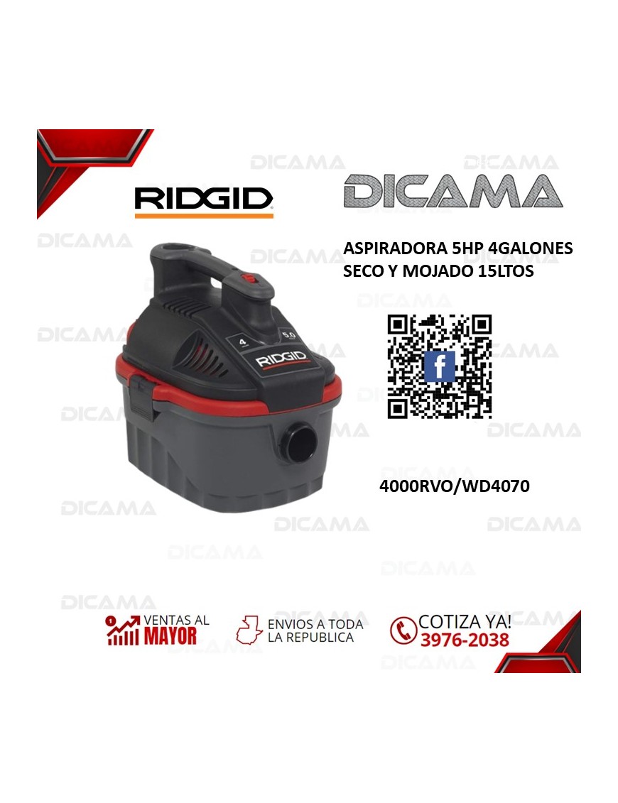ASPIRADORA 5HP 4GALONES SECO Y MOJADO 15LTOS