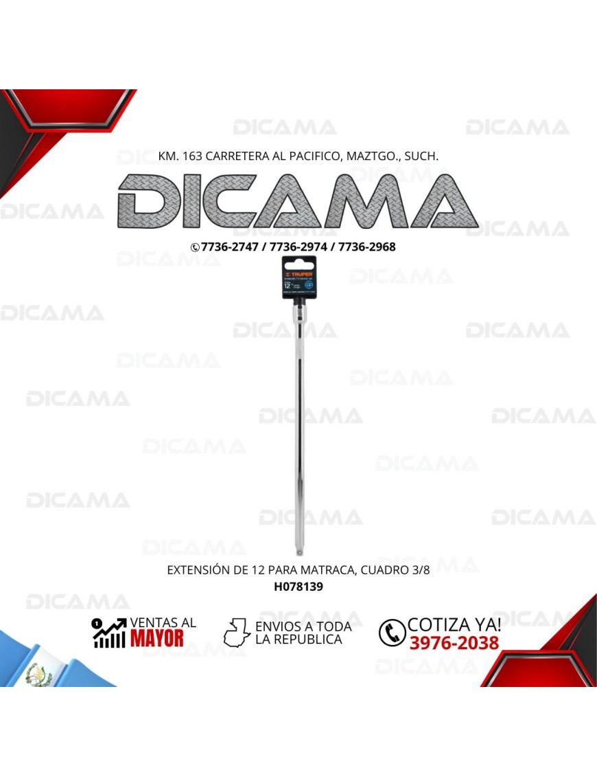 EXTENSIÓN DE 12 PARA MATRACA, CUADRO 3/8