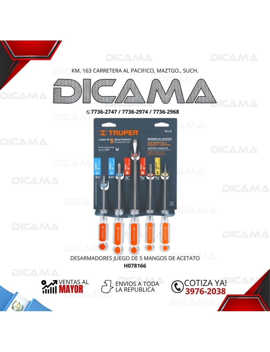 DESARMADOR JGO 5 PZAS MANGOS DE ACETATO