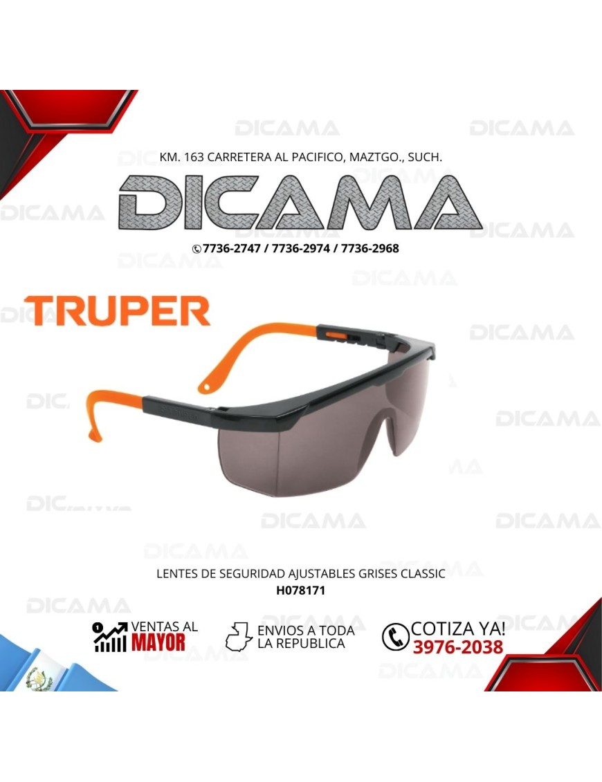 LENTES DE SEGURIDAD AJUSTABLES GRISES CLASSICOS