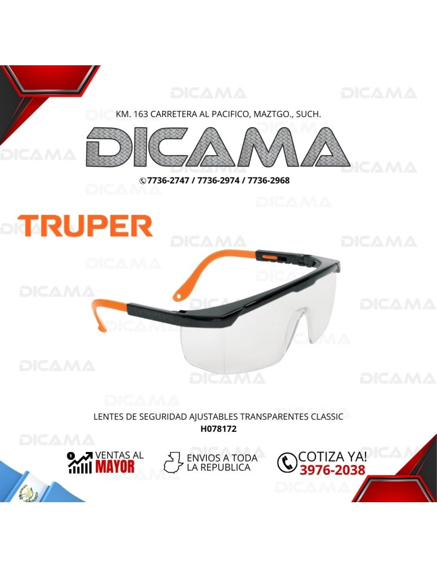 LENTES DE SEGURIDAD AJUSTABLES TRANSPARENTES CLASSICOS