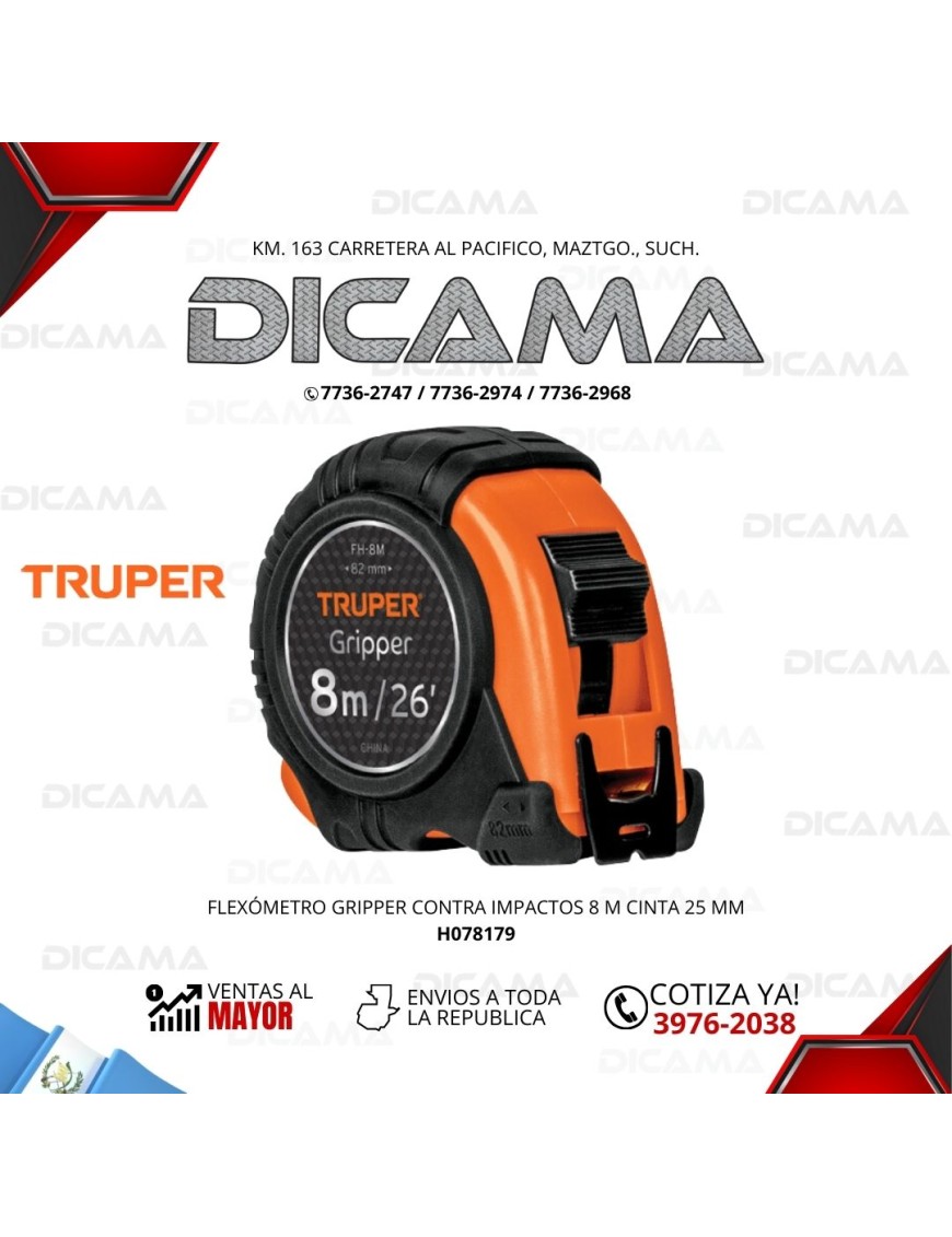 METRO DE 8 METROS GRIPPER CONTRA IMPACTOS CINTA 25 MM