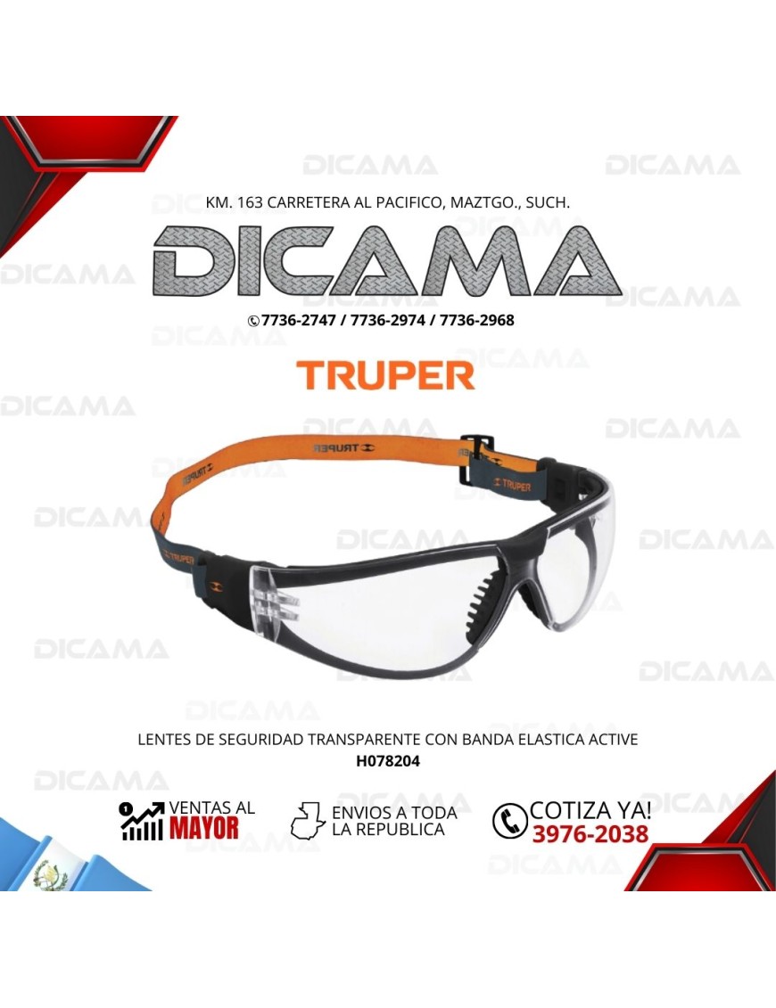 LENTES DE SEGURIDAD TRANSPARENTE CON BANDA ELASTICA ACTIVE