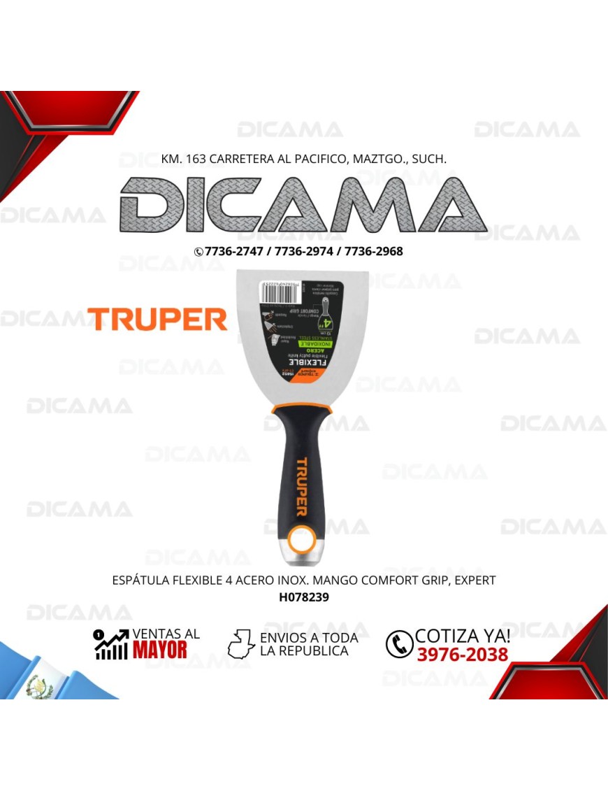 ESPATULA FLEXIBLE 4 ACERO INOX. MANGO COMFORT GRIP, EXPERT