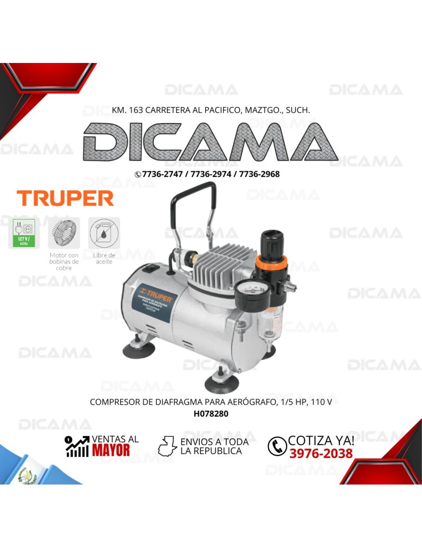 COMPRESOR  AIRE 1/5 HP PARA AEROGRAFO 110 V