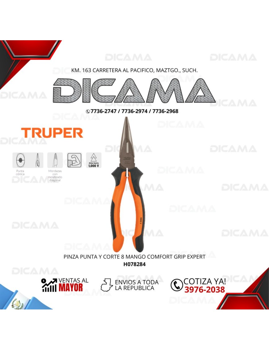 PINZA 8" PUNTA Y CORTE MANGO COMFORT GRIP EXPERT