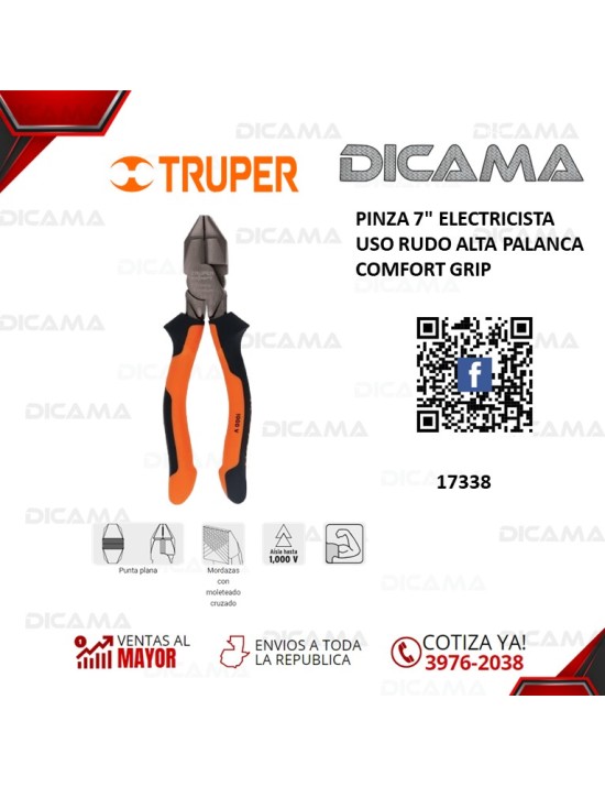 PINZA 7" ELECTRICISTA USO RUDO ALTA PALANCA COMFORT GRIP