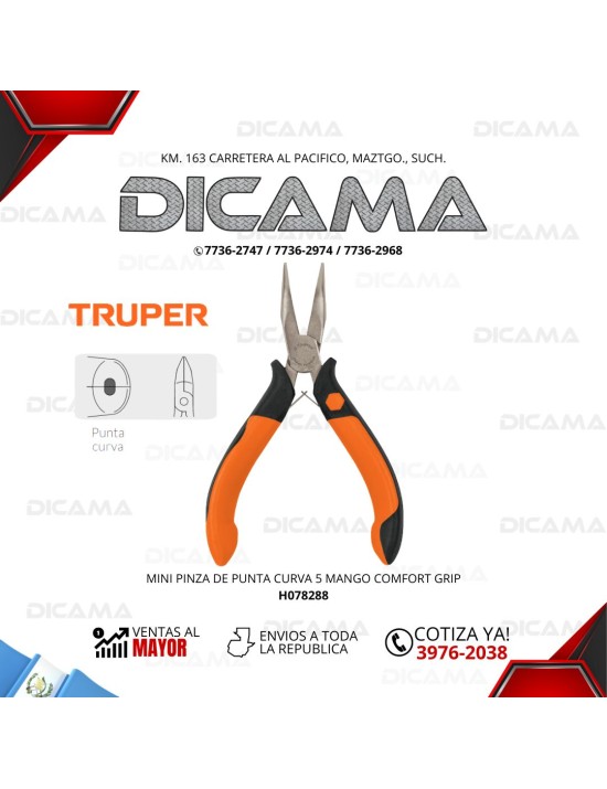 PINZA 5" MINI DE PUNTA CURVA MANGO COMFORT GRIP