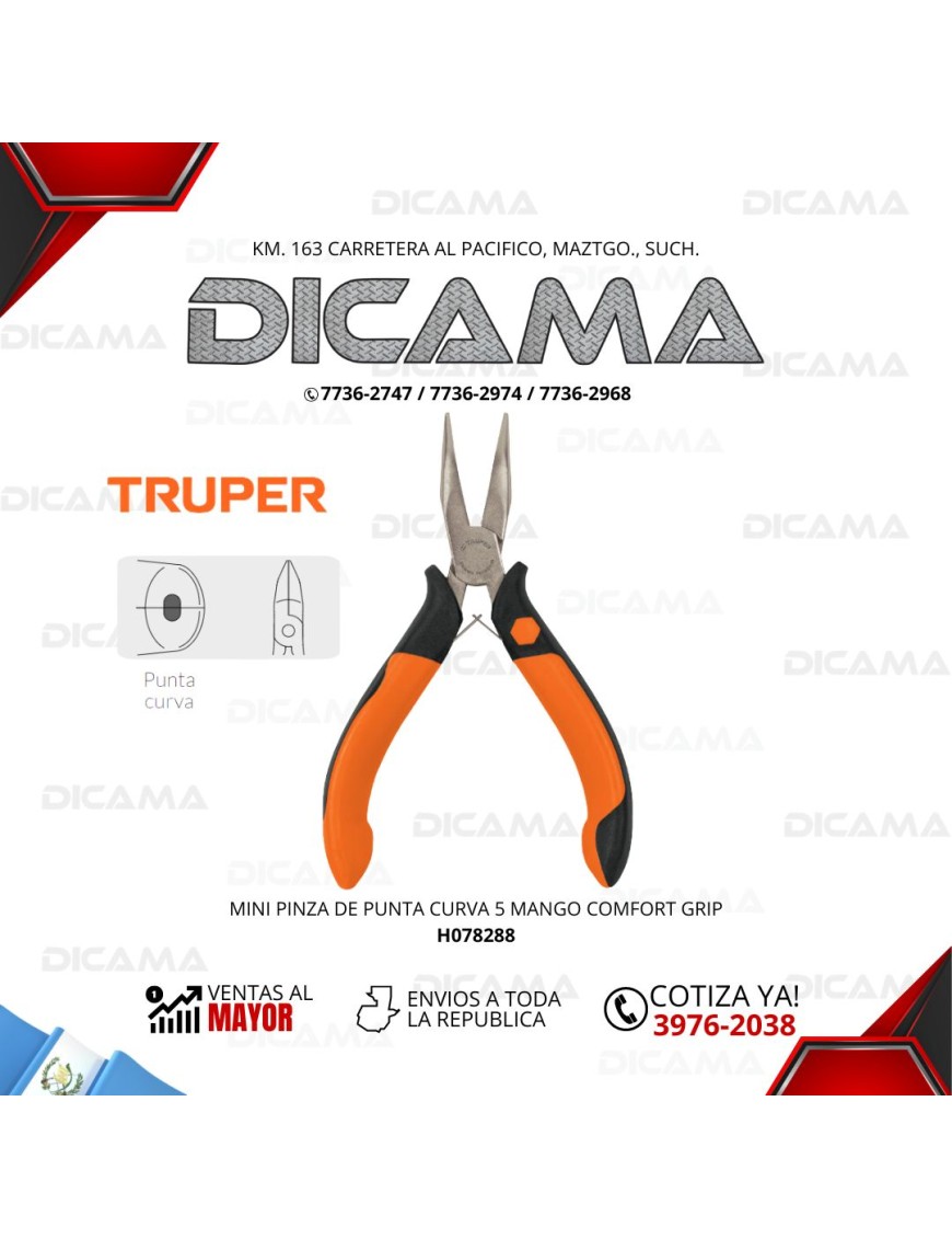 PINZA 5" MINI DE PUNTA CURVA MANGO COMFORT GRIP