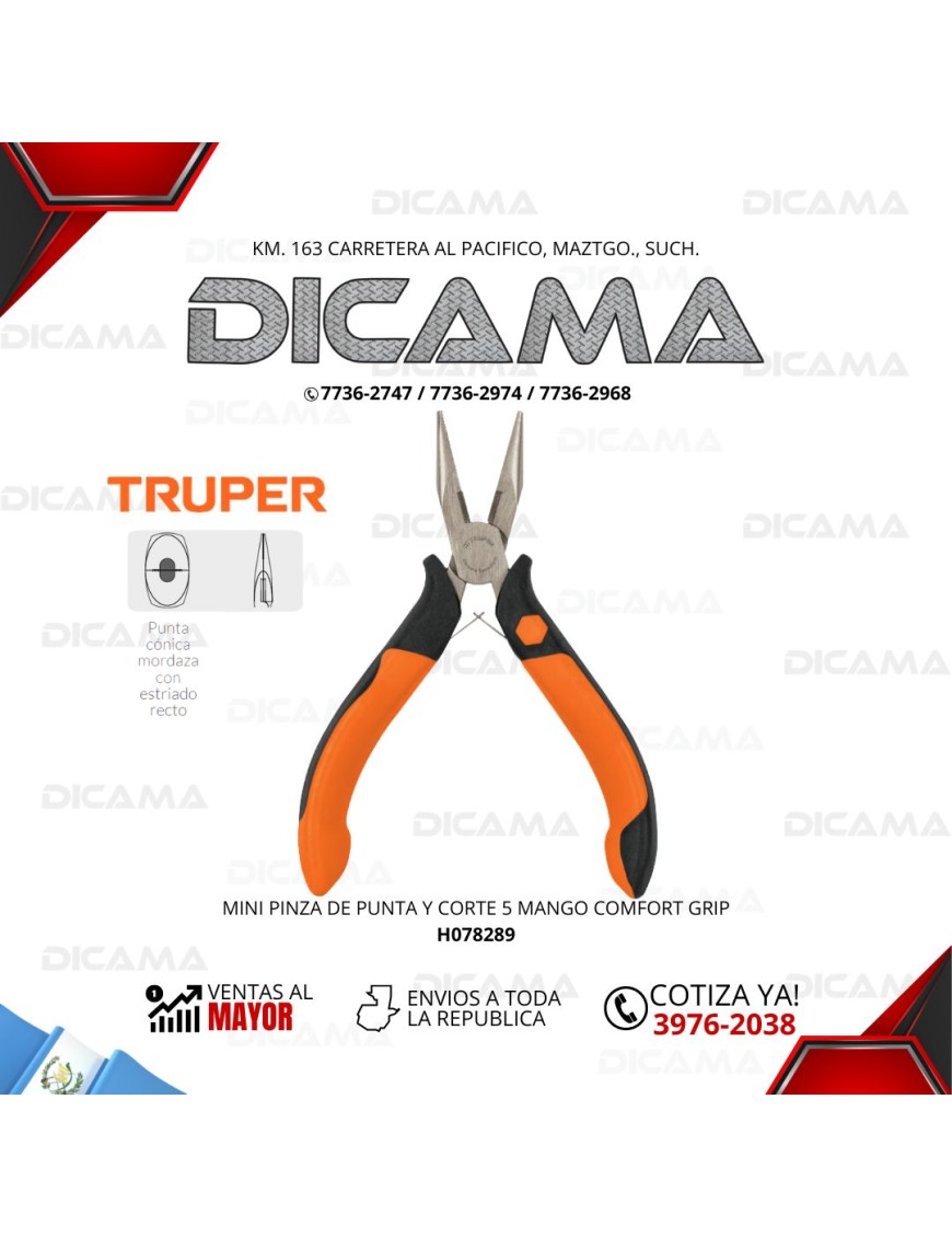 PINZA 5" MINI DE PUNTA Y CORTE MANGO COMFORT GRIP
