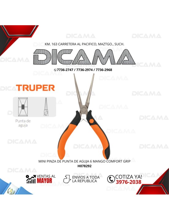 PINZA 6" MINI DE PUNTA DE AGUJA MANGO COMFORT GRIP