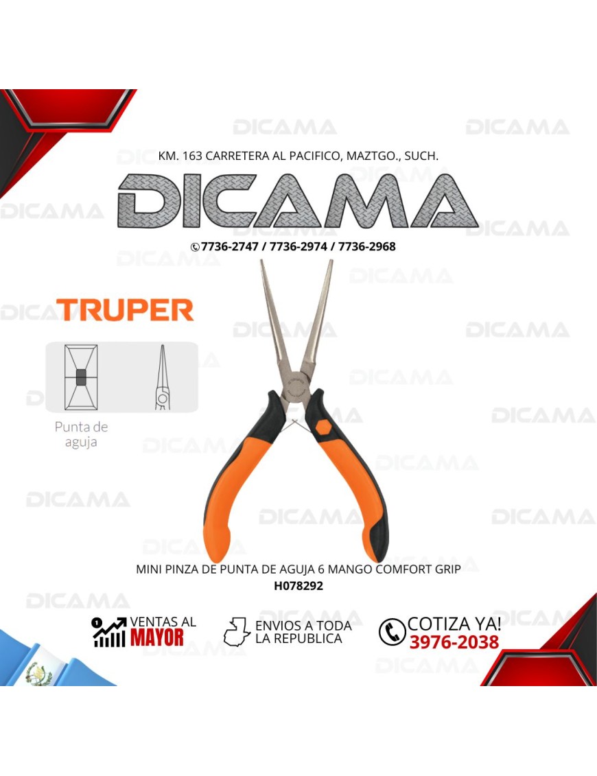 PINZA 6" MINI DE PUNTA DE AGUJA MANGO COMFORT GRIP