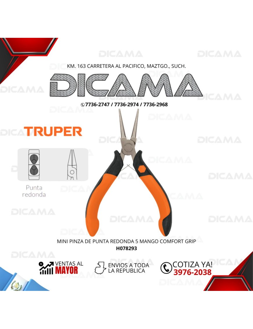 PINZA 5" MINI DE PUNTA REDONDA MANGO COMFORT GRIP