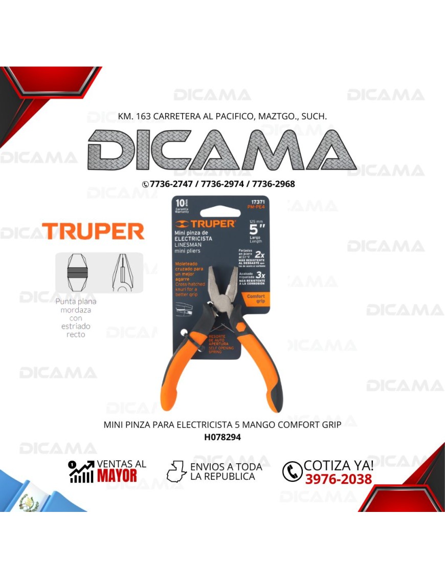 PINZA 5" MINI PARA ELECTRICISTA MANGO COMFORT GRIP