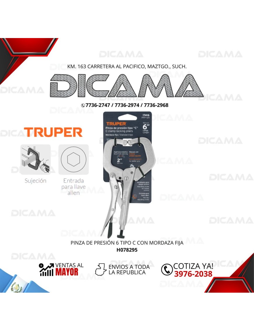 VISE GRIP 6" TIPO C CON MORDAZA FIJA