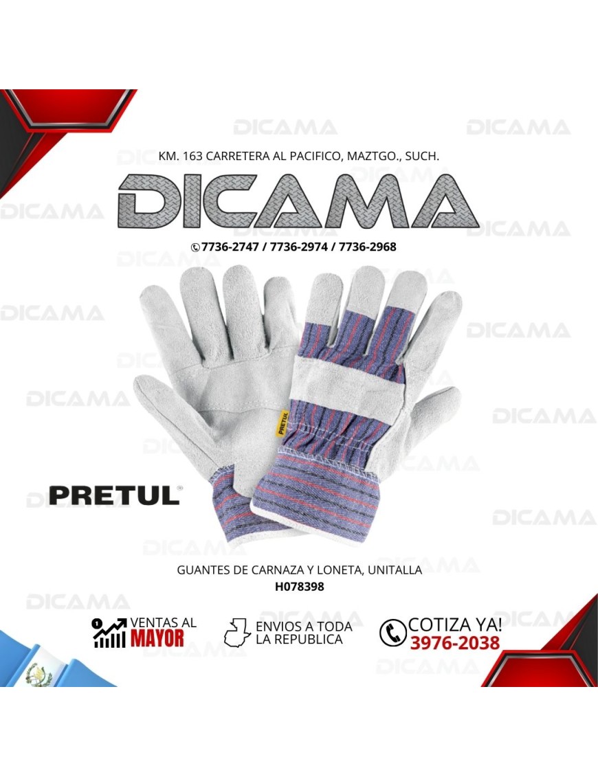 GUANTES DE CARNAZA Y LONETA, UNITALLA
