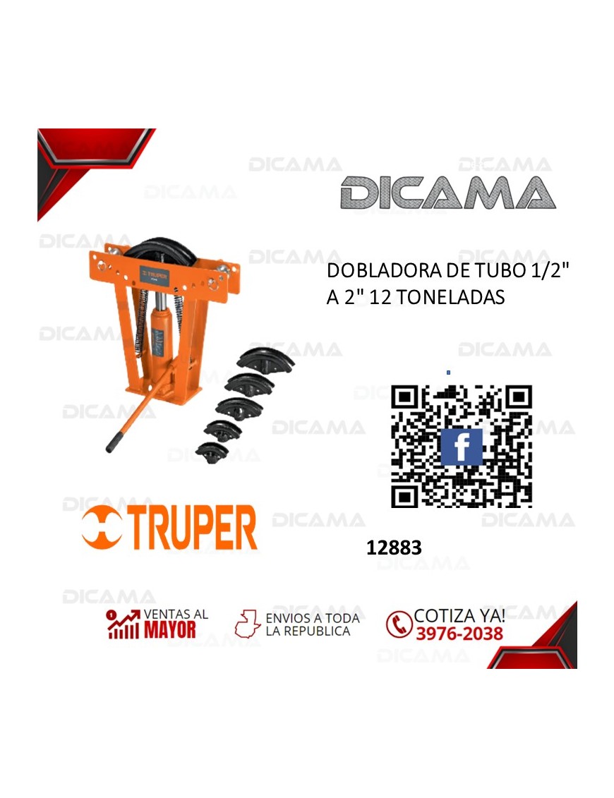 DOBLADORA DE TUBO 1/2" A 2" 12 TONELADAS