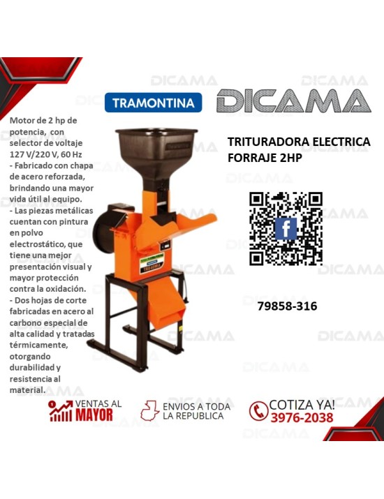 TRITURADORA ELECTRICA FORRAJE 2HP