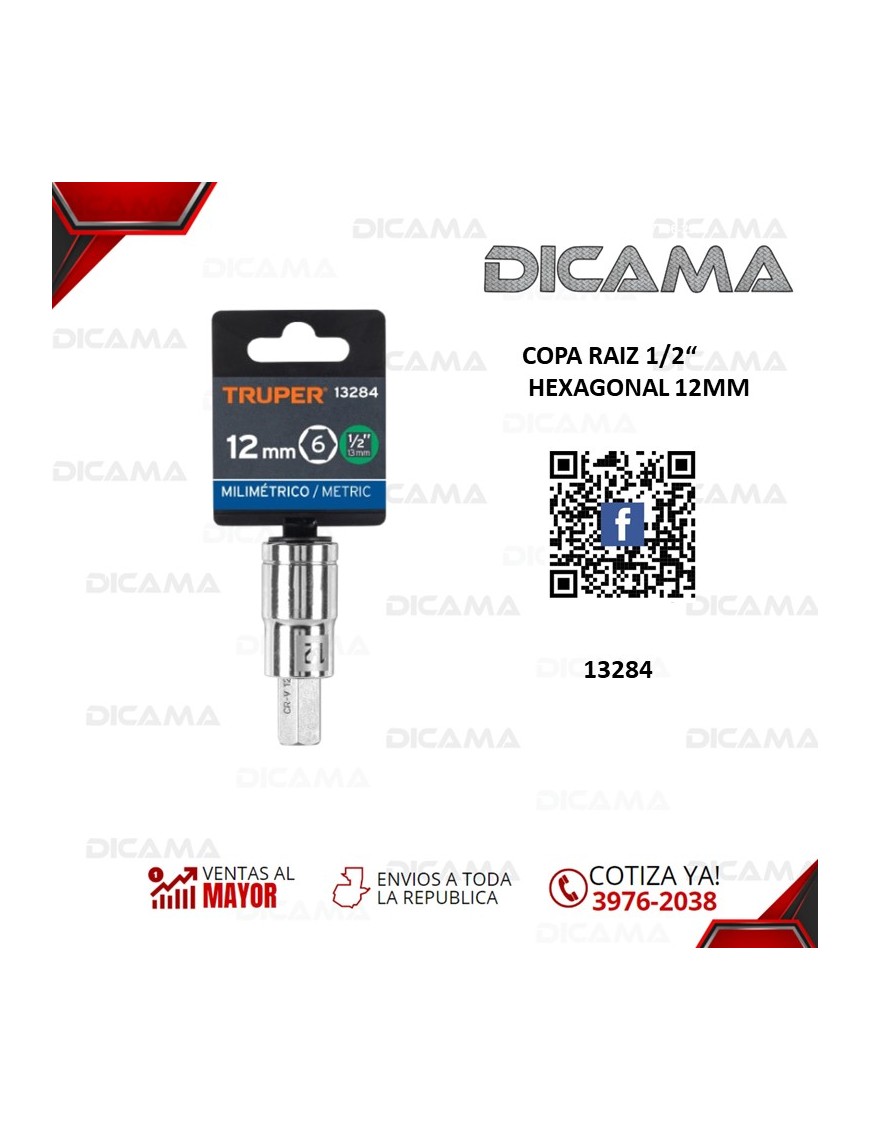 COPA RAIZ 1/2" HEXAGONAL 12MM