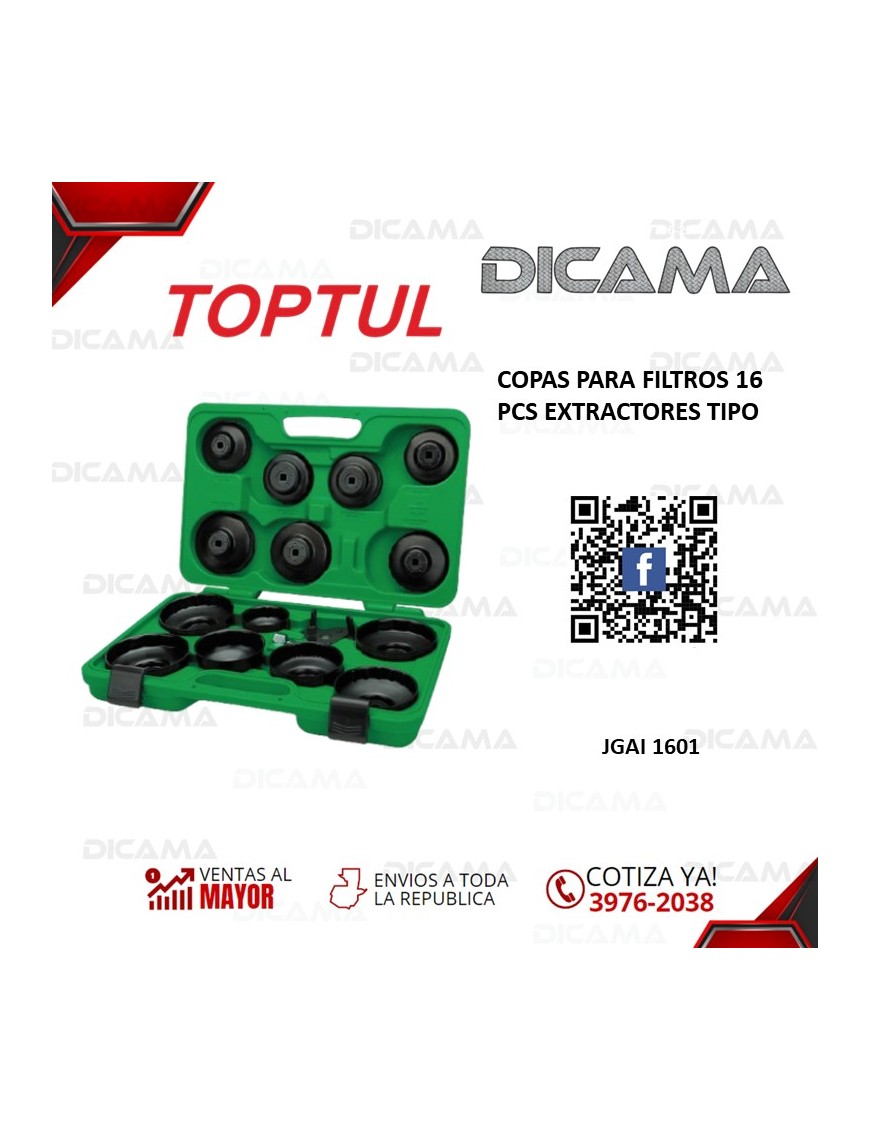 COPAS PARA FILTROS 16 PCS EXTRACTORES TIPO