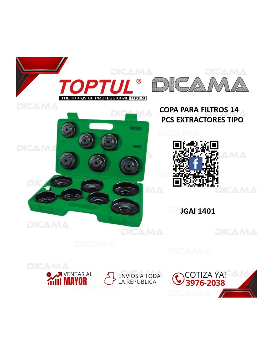 COPAS PARA FILTROS 14 PCS EXTRACTORES TIPO