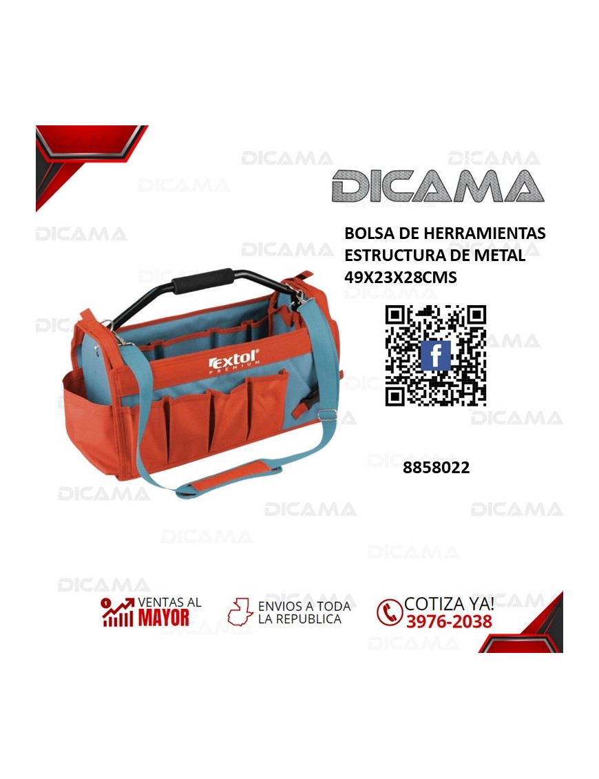 BOLSA DE HERRAMIENTAS ESTRUCTURA DE METAL 49X23X28CMS