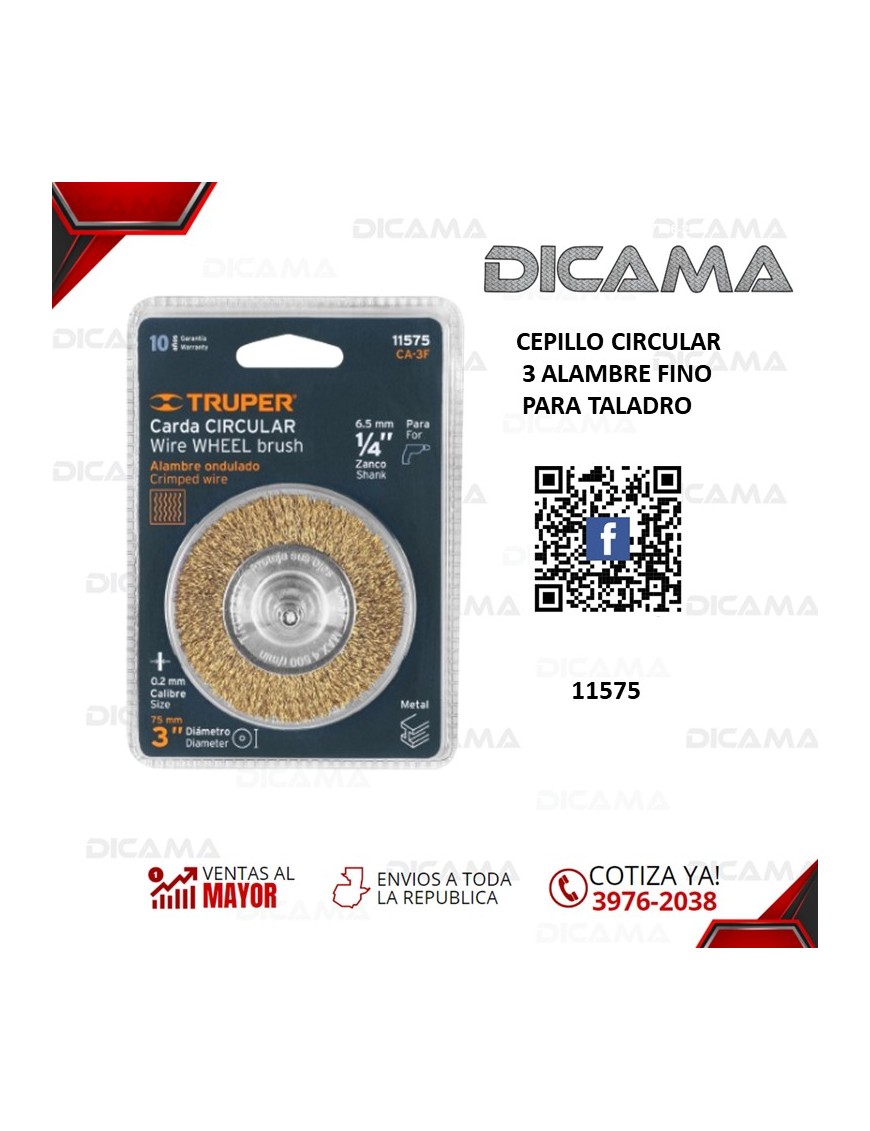 CEPILLO CIRCULAR 3" ALAMBRE FINO PARA TALADRO