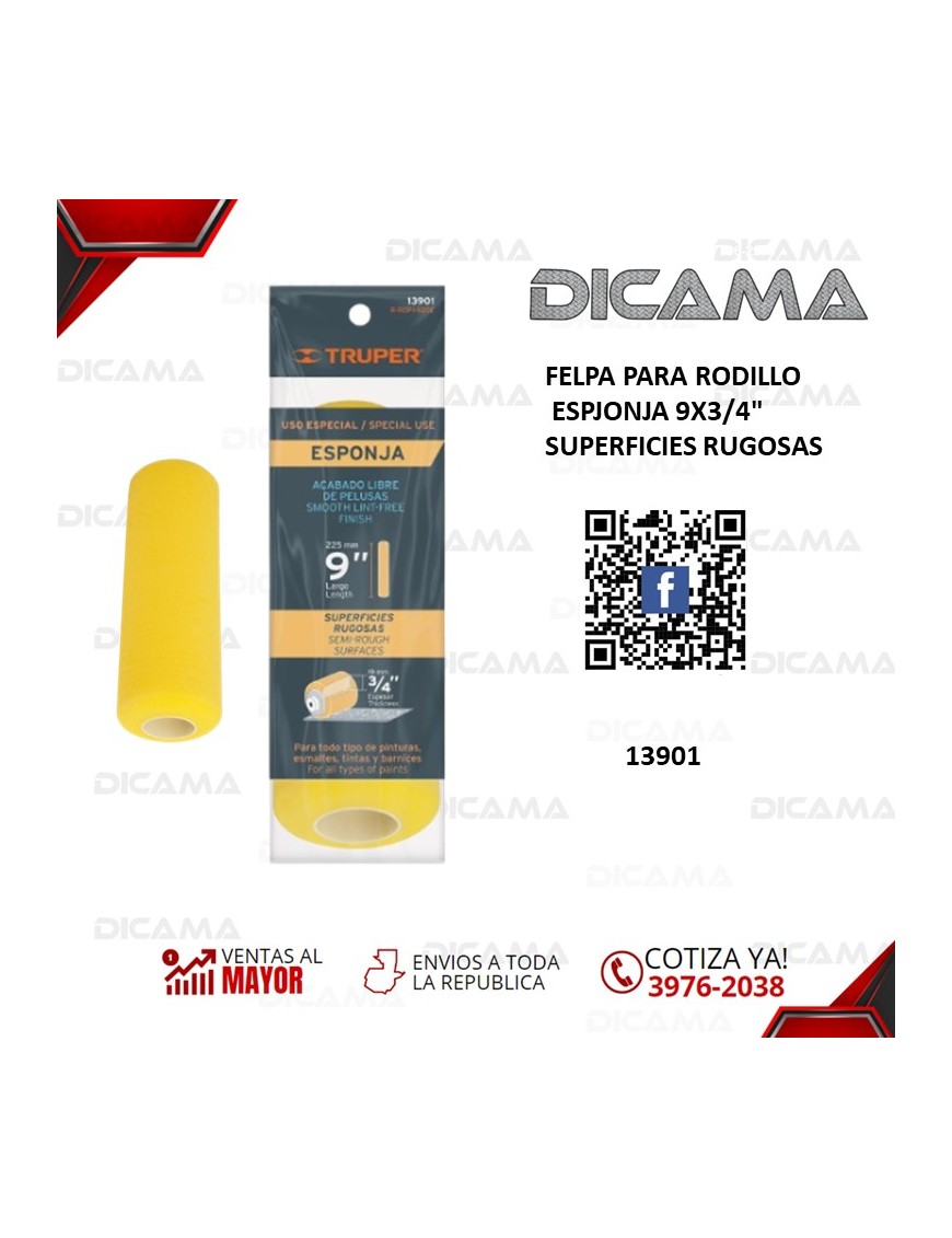 FELPA PARA RODILLO ESPJONJA 9X3/4" SUPERFICIES RUGOSAS