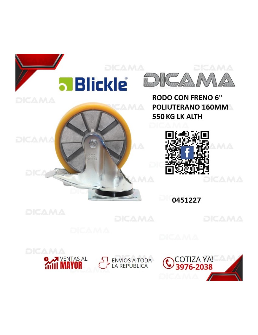 RODO 6" CON FRENO POLIUTERANO 160MM 550 KG LK ALTH