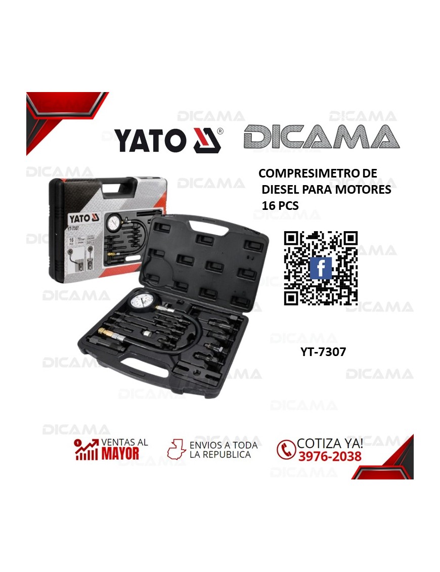 COMPRESIMETRO DE DIESEL PARA MOTORES 16 PCS