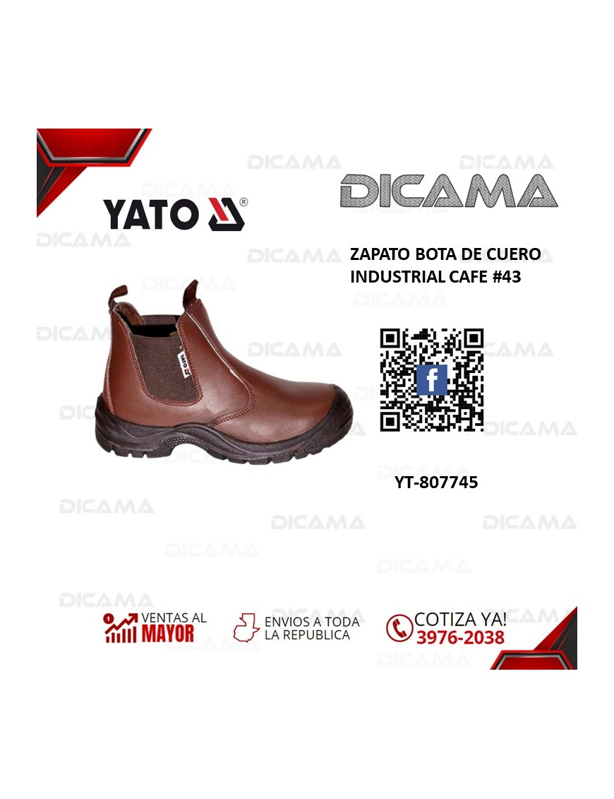 ZAPATO BOTA DE CUERO INDUSTRIAL CAFE #43
