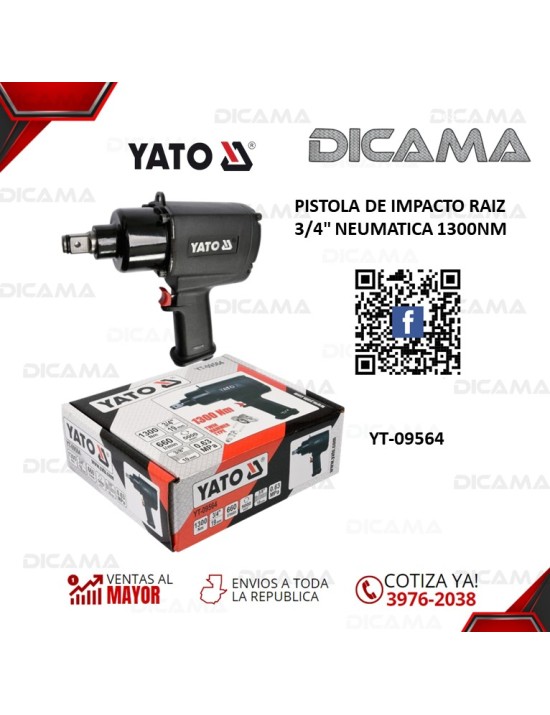 PISTOLA DE IMPACTO RAIZ 3/4" NEUMATICA 1300NM