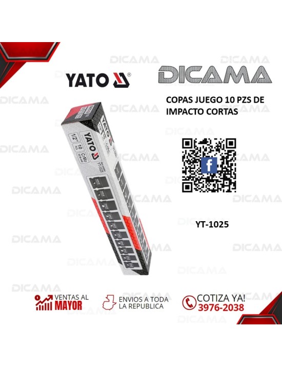 COPAS JUEGO RAIZ 1/2" 10 PZS DE IMPACTO CORTAS