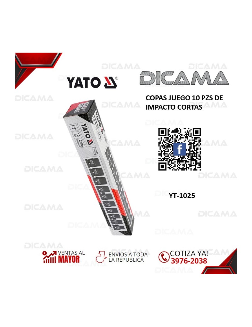 COPAS JUEGO RAIZ 1/2" 10 PZS DE IMPACTO CORTAS