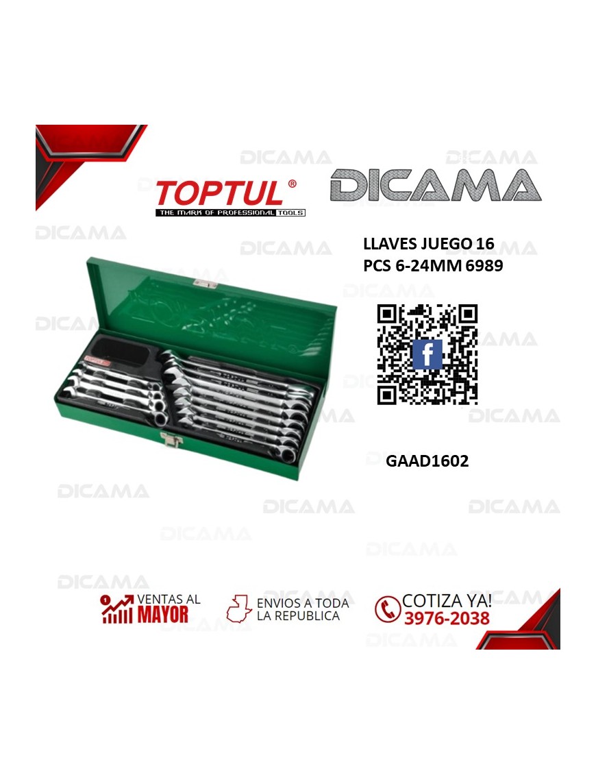 LLAVES JUEGO 16 PCS 6-24MM 6989