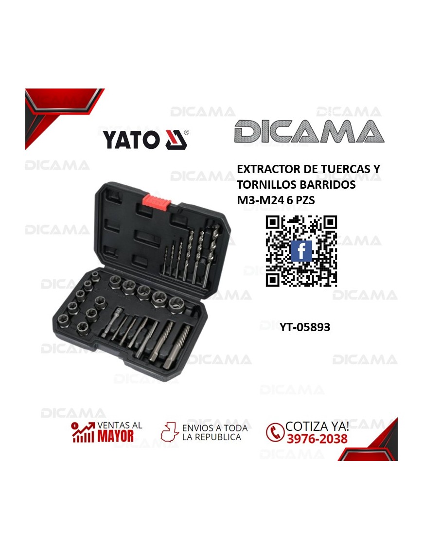 EXTRACTOR DE TUERCAS Y TORNILLOS BARRIDOS M3-M24 6 PZS