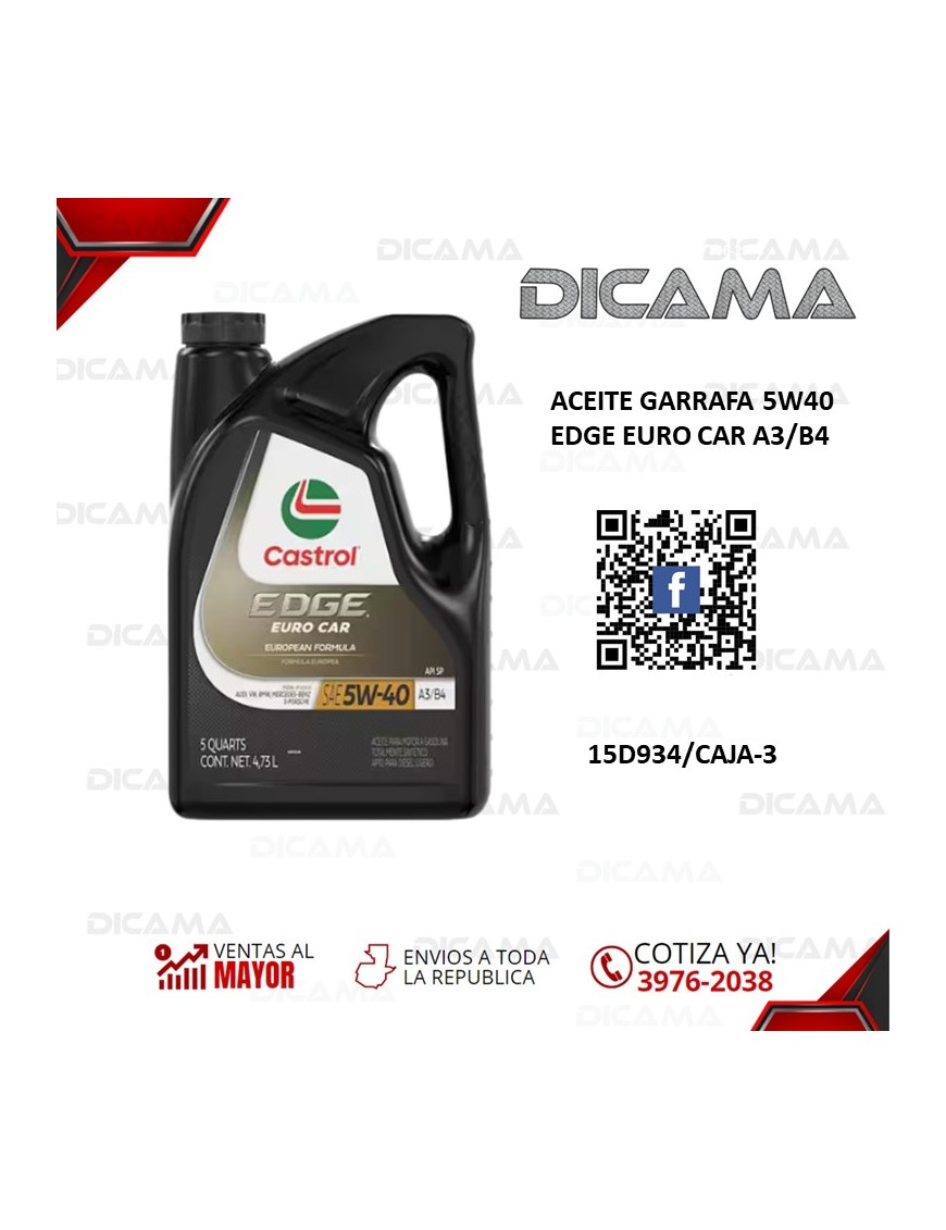 ACEITE GARRAFA 5W40 EDGE EURO CAR A3/B4