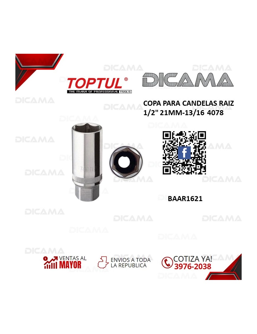 COPA RAIZ 1/2" 16MM-13/16" PARA CANDELAS 4077