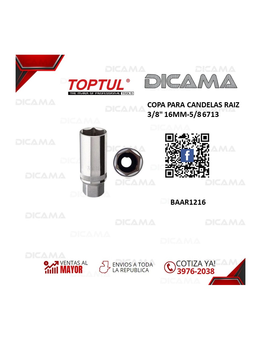 COPA RAIZ 3/8" 16MM-5/8 PARA CANDELAS 6713