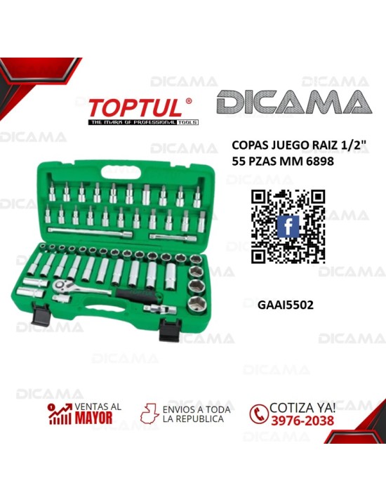 COPAS JUEGO RAIZ 1/2" 55 PZAS MM 6898