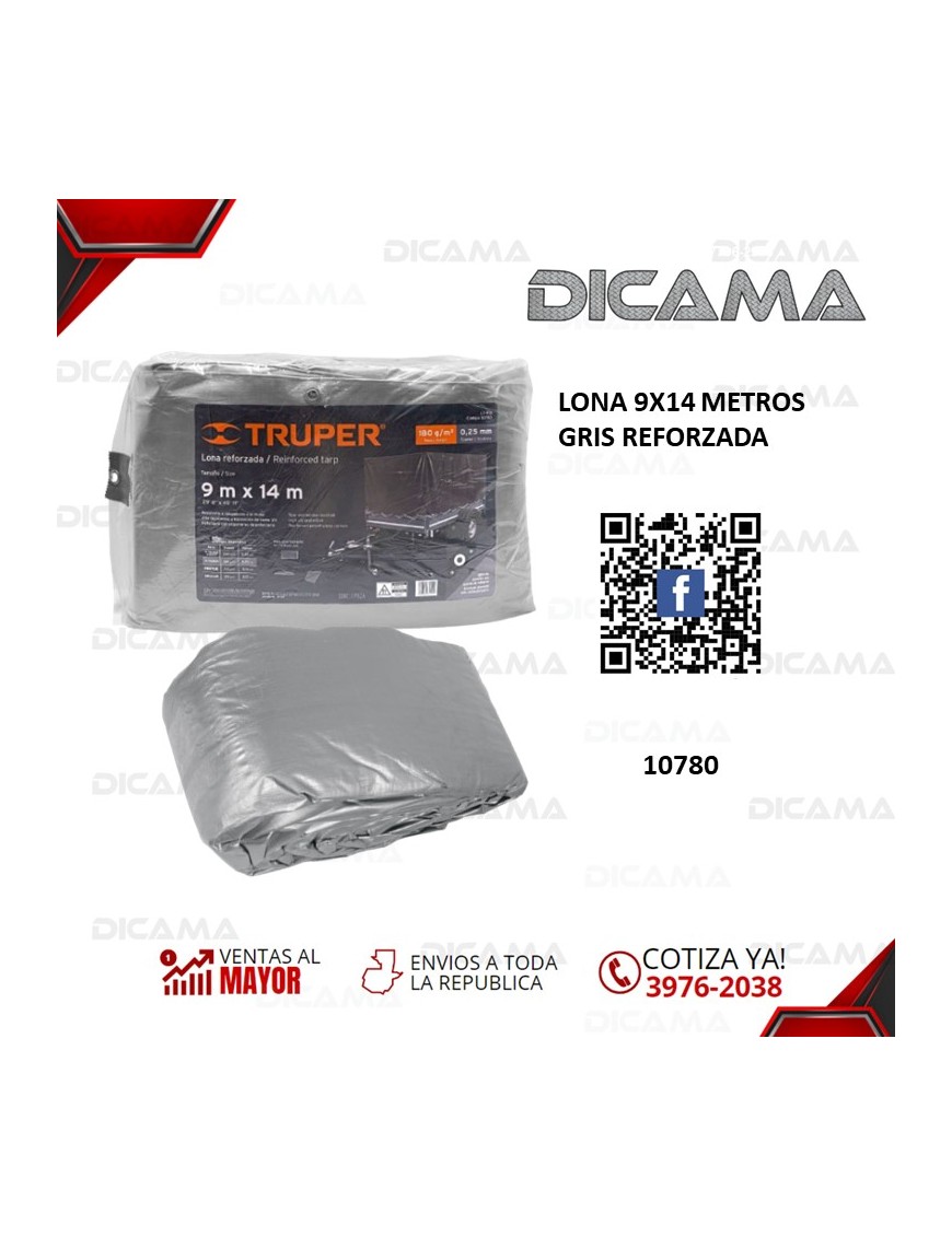 LONA 9X14 METROS GRIS REFORZADA