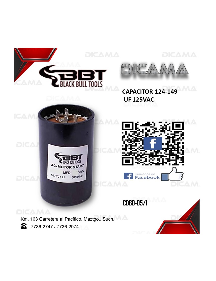 CAPACITOR 124-149 UF 125VAC