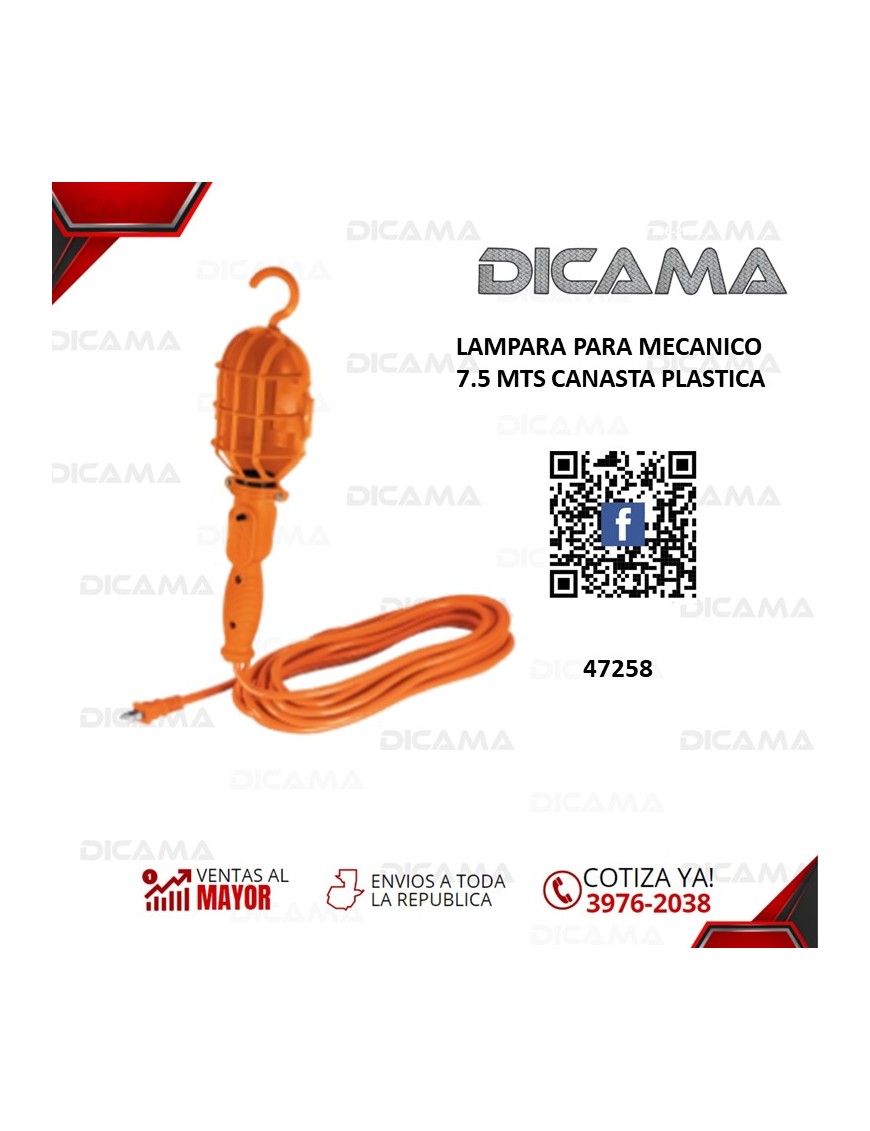 LAMPARA PARA MECANICO 7.5 MTS CANASTA PLASTICA
