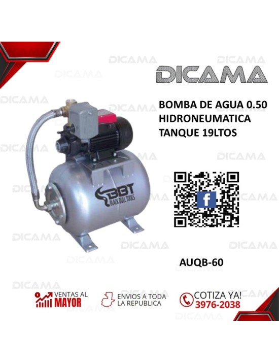 BOMBA DE AGUA 0.50 HP HIDRONEUMATICA TANQUE 19LTOS